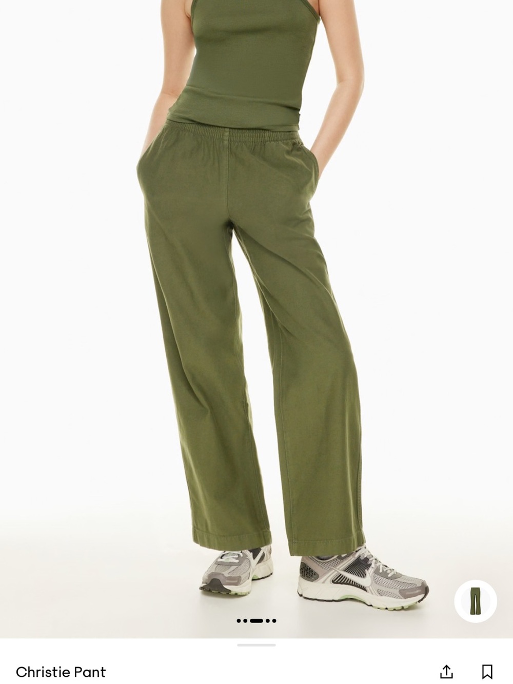 TNA Olive Wide-Leg Pant - Military Green